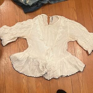 Chic Cream Ruffle Blouse